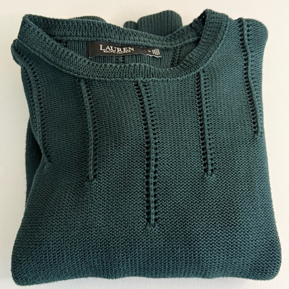 Lauren Ralph Lauren Puff Sleeve Knit Sweater – Deep Forest Green, Size M - Picture 2 of 9